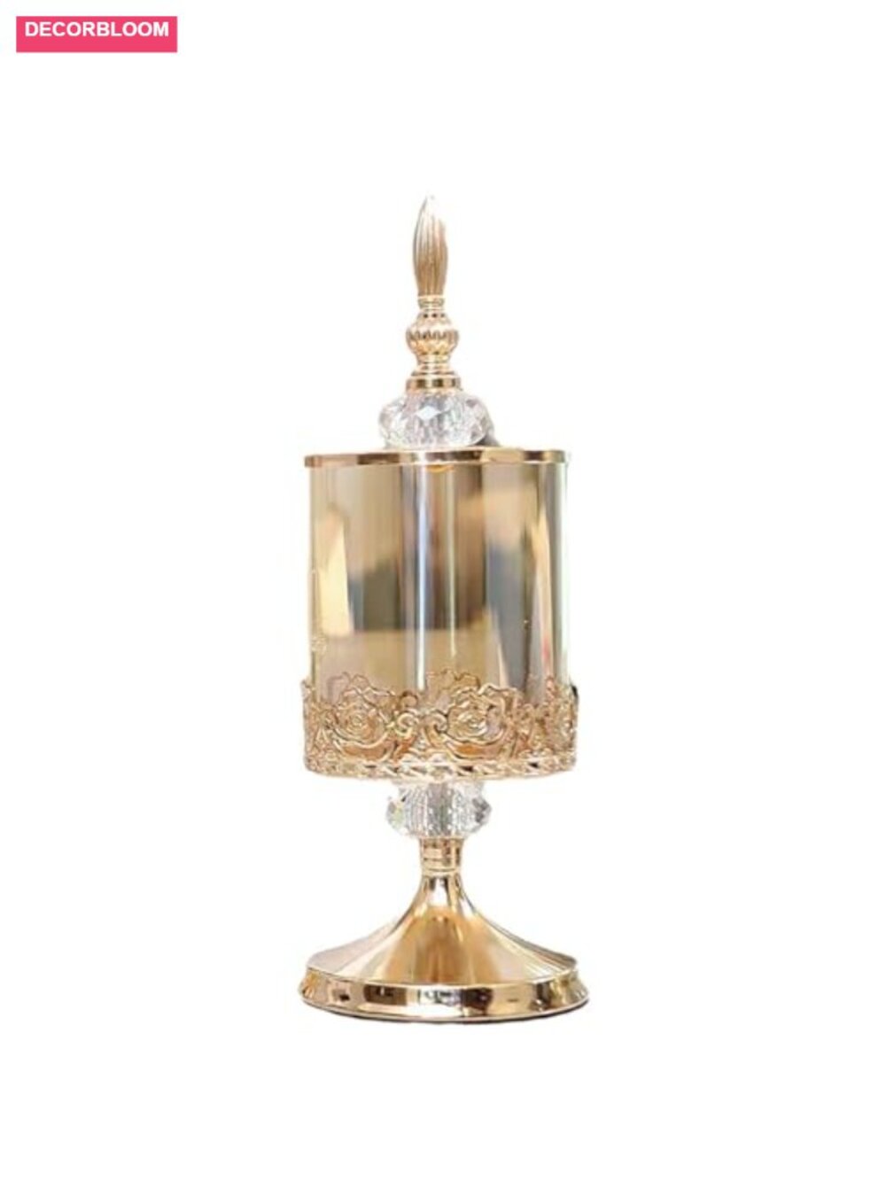 Crystal Glass Candy Jar Storage Canister with Lid Rose Lace Sugar Bowl